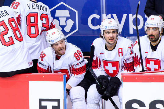 Christoph Bertschy , Nico Hischier and Andres Ambuhl of