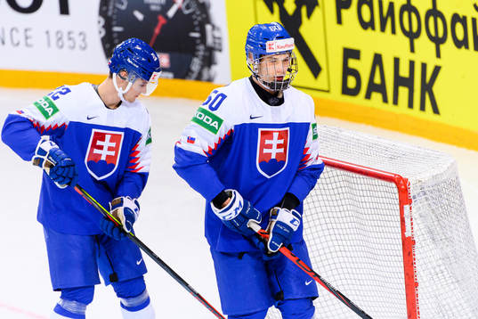 Samuel Knazko and Juraj Slafkovsky of Slovakia