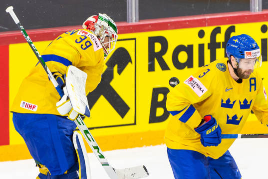 Goalkeeper Adam Reideborn of Sweden with a save