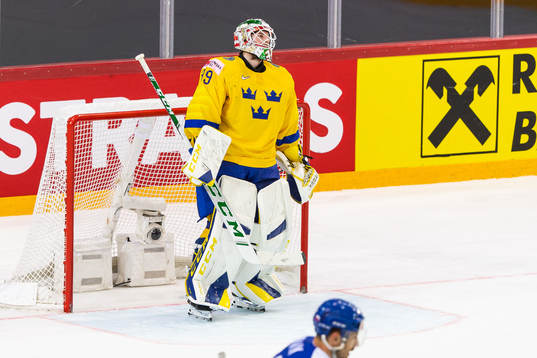 goalkeeper Adam Reideborn of Sweden looks dejected