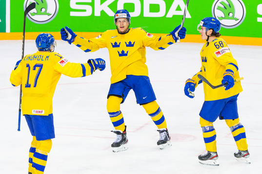 Pär Lindholm, Max Friberg and Victor Olofsson of Sweden