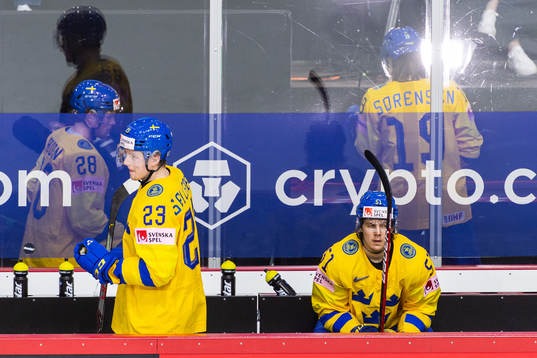 Jesper Sellgren and Filip Hållander of Sweden look dejected