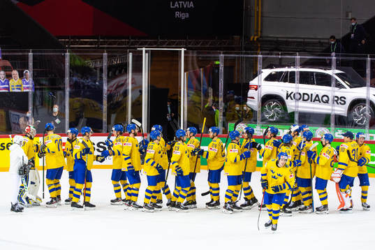 Players of Sweden celebrate