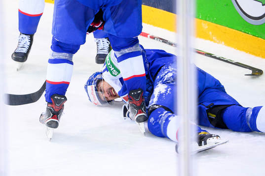 Robert Lantosi of Slovakia in pain