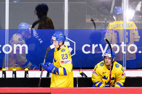 Jesper Sellgren and Filip Hållander of Sweden look dejected