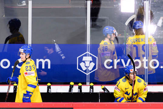 Jesper Sellgren and Filip Hållander of Sweden look dejected