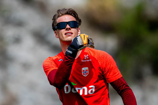 Goalkeeper Ørjan Håskjold Nyland of the Norwegian