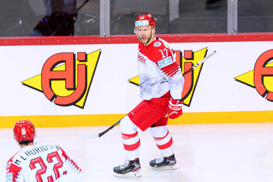 Nicklas Jensen of Denmark celebrates the 0-1 goal
