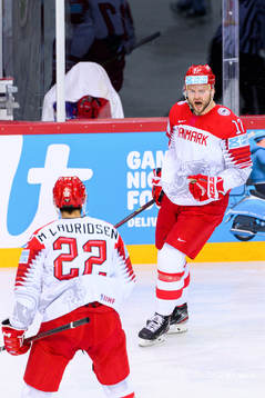 Nicklas Jensen of Denmark celebrates the 0-1 goal