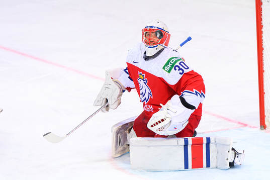 Goalkeeper Simon Hrubec of Czech Republic