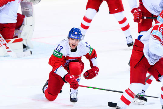 Jakub Vrana of Czech Republic in pain