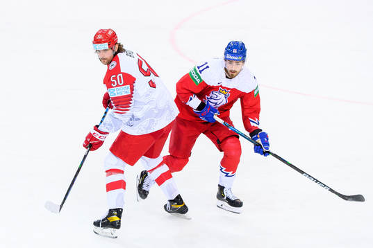 Mathias Bau of Denmark and Filip Zadina of Czech Republic