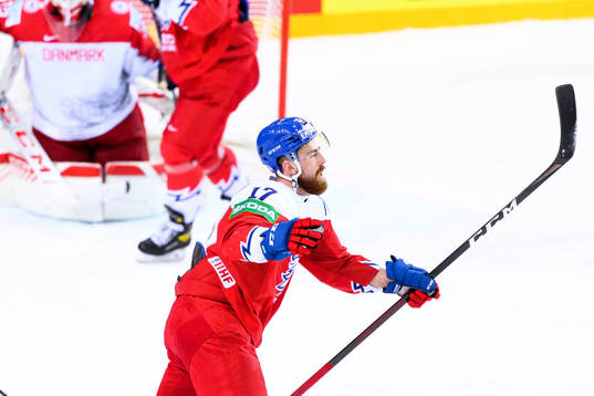 Filip Hronek of Czech Republic celebrate a overtime goal