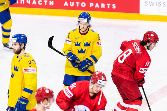 Jonathan Pudas of Sweden  of Sweden ahead the 2021 IIHF Ice