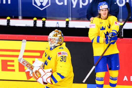 Goalkeeper Viktor Fasth and Marcus Sörensen of Sweden