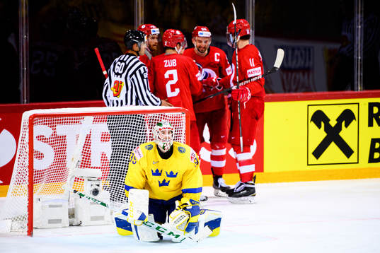 Goalkeeper Adam Reideborn of Sweden looks dejected