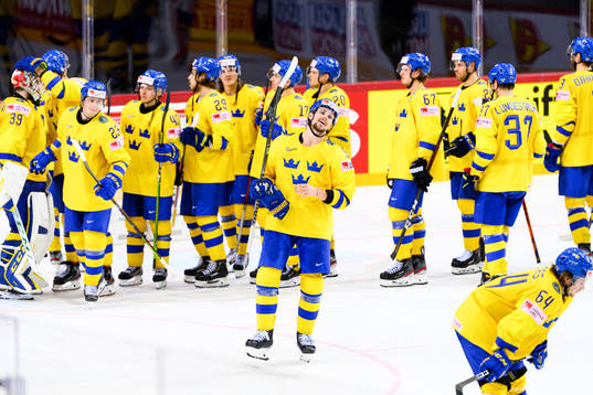 Adrian Kempe of Sweden looks dejected