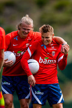 Erling Braut Haaland and Martin Ødegaard of the Norwegian