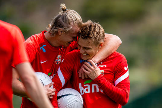 Erling Braut Haaland and Martin Ødegaard of the Norwegian