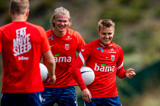 Erling Braut Haaland and Martin Ødegaard of the Norwegian
