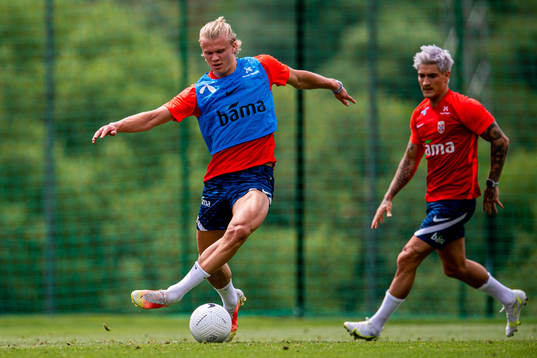 Erling Braut Haaland and Mathias Normann of the Norwegian