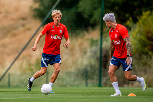 Morten Thorsby and Mathias Normann of the Norwegian