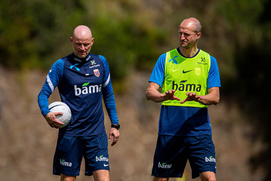 Ståle Solbakken, head coach, and Brede Hangeland, player