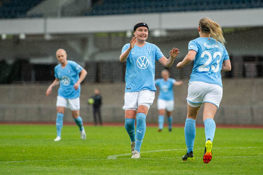 Malmö FFs Rebecka Holm och Amanda Kander jublar