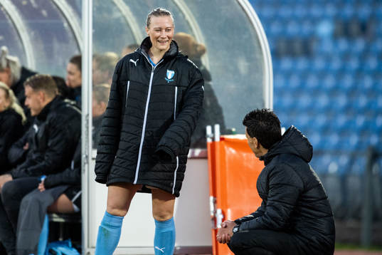 Malmö FFs Madeleine Hejde och tränare Fredrik Jahnfors