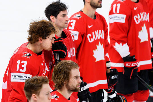 Gabriel Vilardi of Canada looks dejected