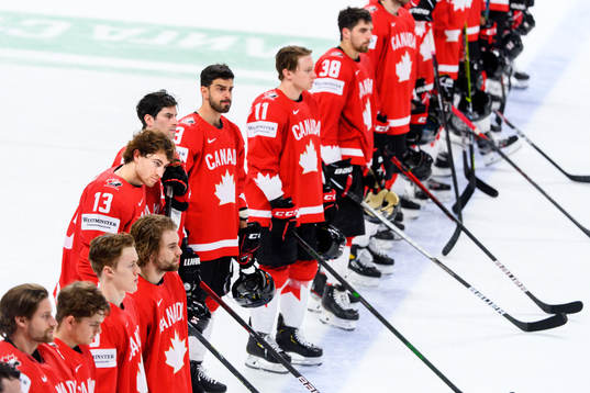 Gabriel Vilardi of Canada looks dejected