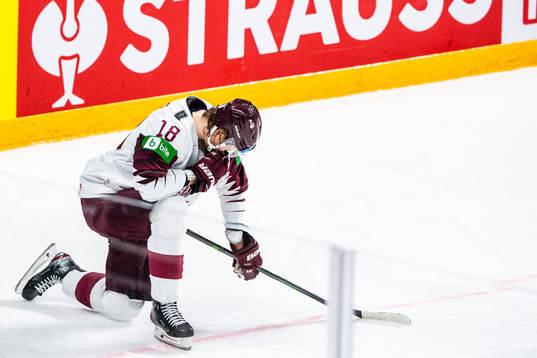 Rodrigo Abols of Latvia looks dejected