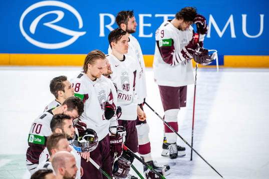 Rodrigo Abols of Latvia looks dejected