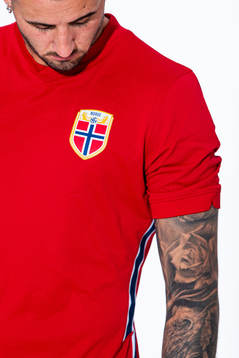 Aron Dønnum of the Norwegian national football team poses