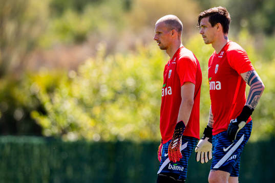 Goalkeepers André Hansen and Per Kristian Bråtveit of the