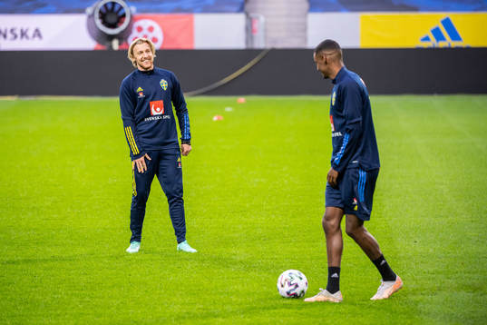 Emil Forsberg and Alexander Isak of the Swedish national