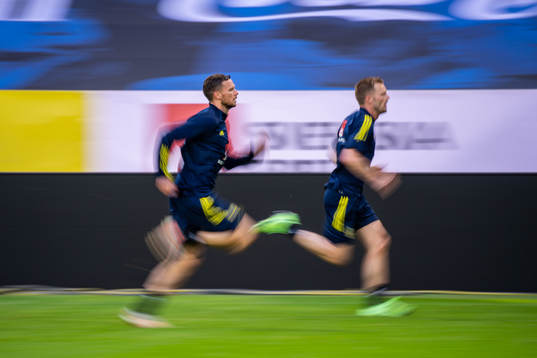 Marcus Berg and Sebastian Larsson of the Swedish national