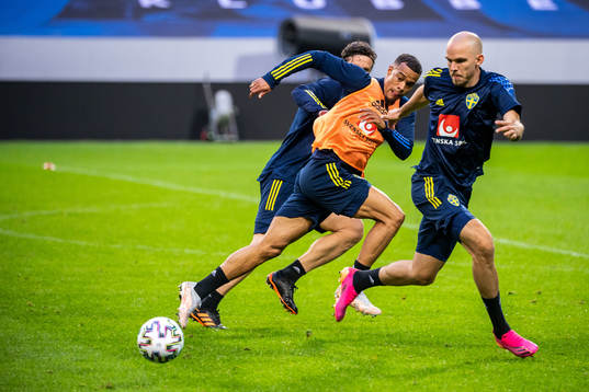 Robin Quaison and Marcus Danielson of the Swedish national