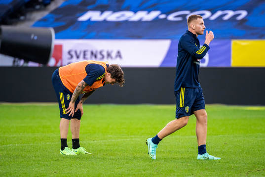Victor Nilsson Lindelöf and Dejan Kulusevski of the