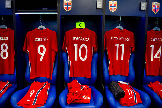 The shirts of Alexander Sørloth, Martin Ødegaard and