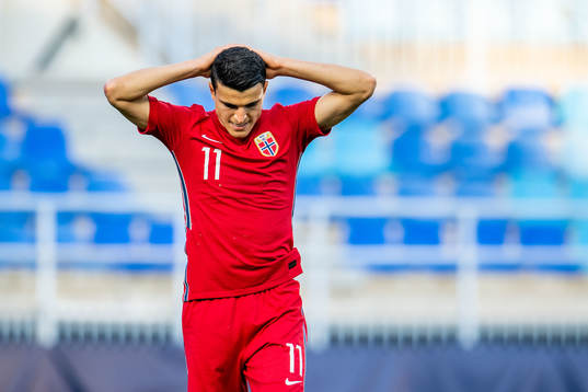 Mohamed Elyounoussi of Norway looks dejected