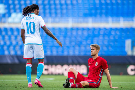 Gerson Rodrigues of Luxembourg and Kristoffer Ajer of Norway