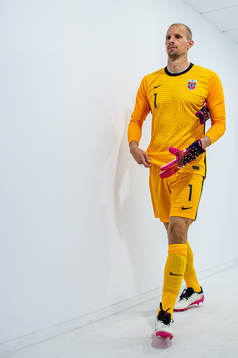 Goalkeeper André Hansen of Norway at half-time