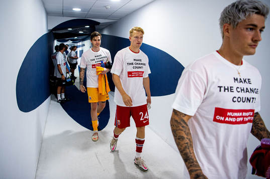 Andreas Hanche-Olsen of Norway wearing a t-shirt with the