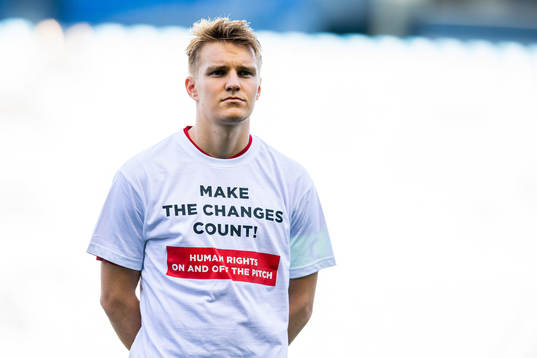 Martin Ødegaard of Norway wearing a t-shirt with the