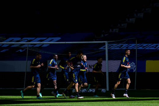 Ken Sema, Emil Forsberg and Mikael Lustig of the Swedish