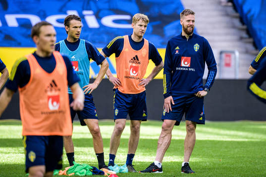 Albin Ekdal, Filip Helander and Pontus Jansson of the
