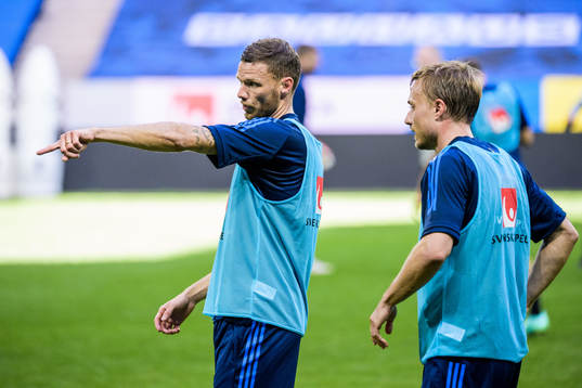 Marcus Berg and Pierre Bengtsson of the Swedish national