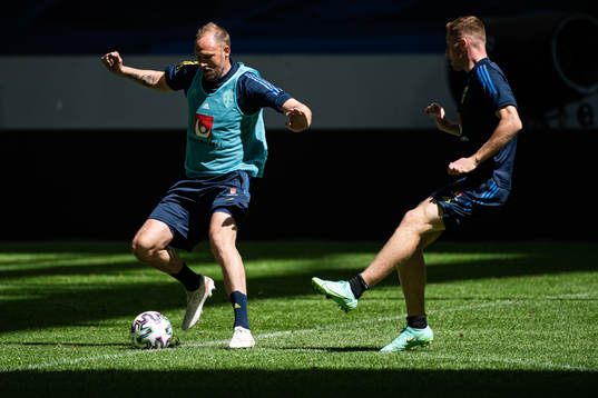 Andreas Granqvist and Dejan Kulusevski of the Swedish