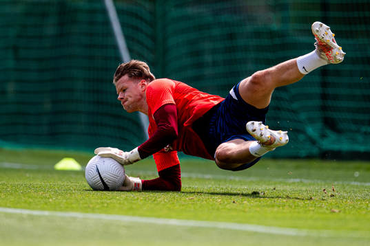 Goalkeeper Ørjan Håskjold Nyland of the Norwegian